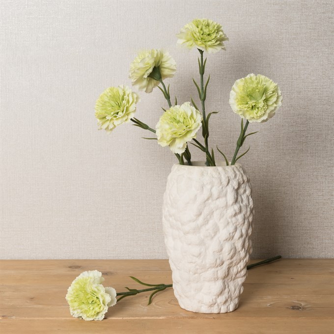 3 Faux Carnation Stems Green