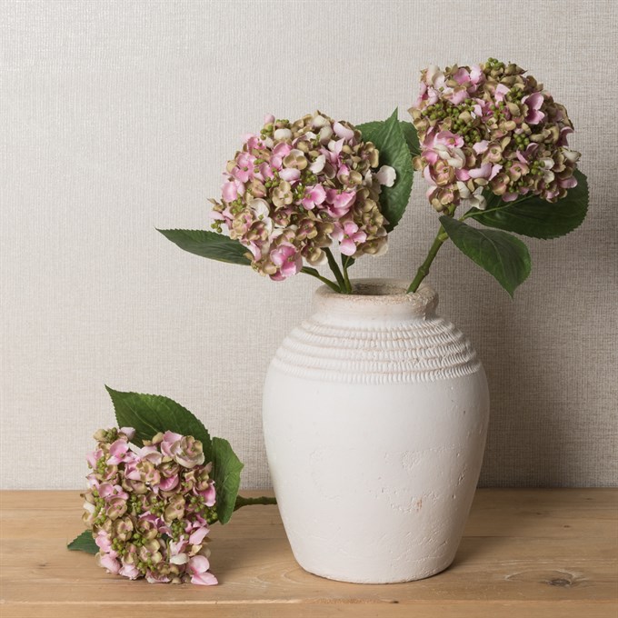 3 Faux Mini Hydrangea Light Pink