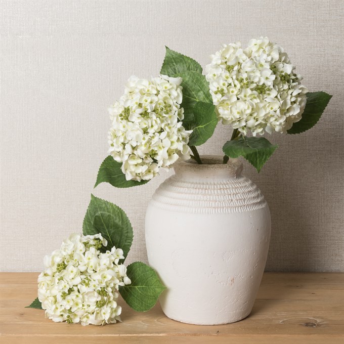 3 Faux Mini Hydrangea White