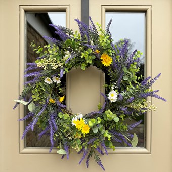 Faux Lavender & Daisy Wreath