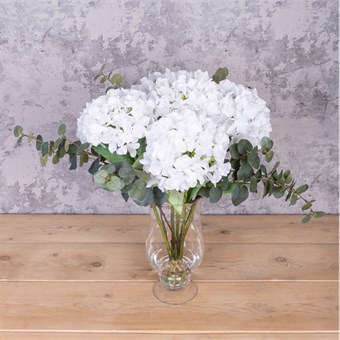 Faux Hydrangea in Footed Vase