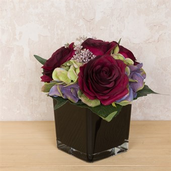 Faux Claret Rose Mix in Cube