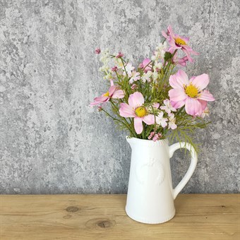 Pink Cosmos in Small Jug