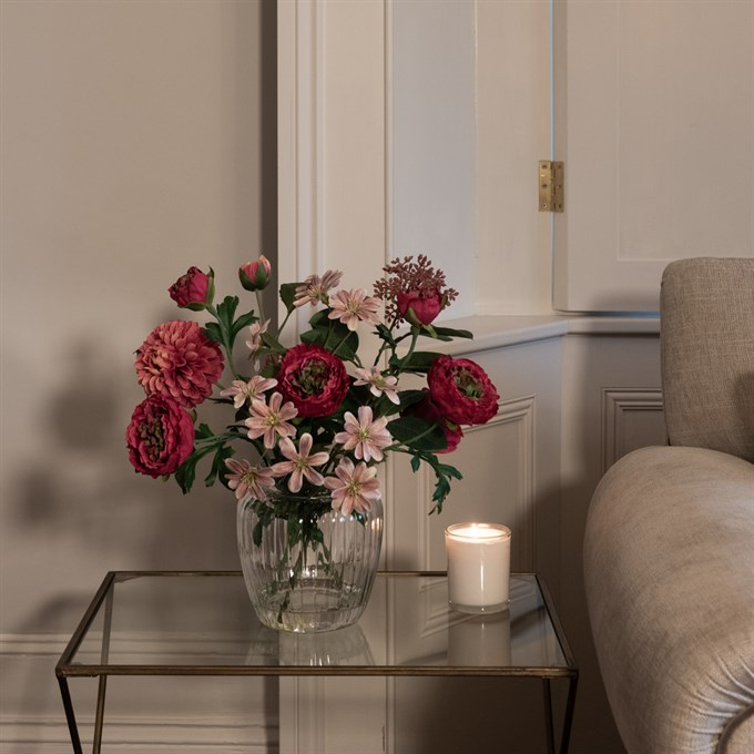 Faux Pom Pom Dahlia & Ranunculus in Vase