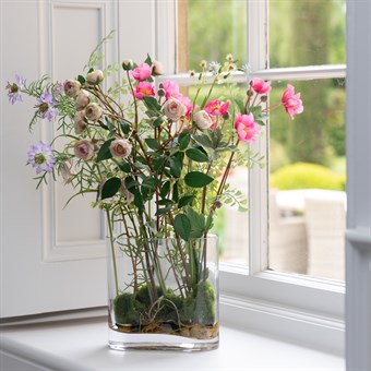 Faux Wild Flowers in Oval Vase