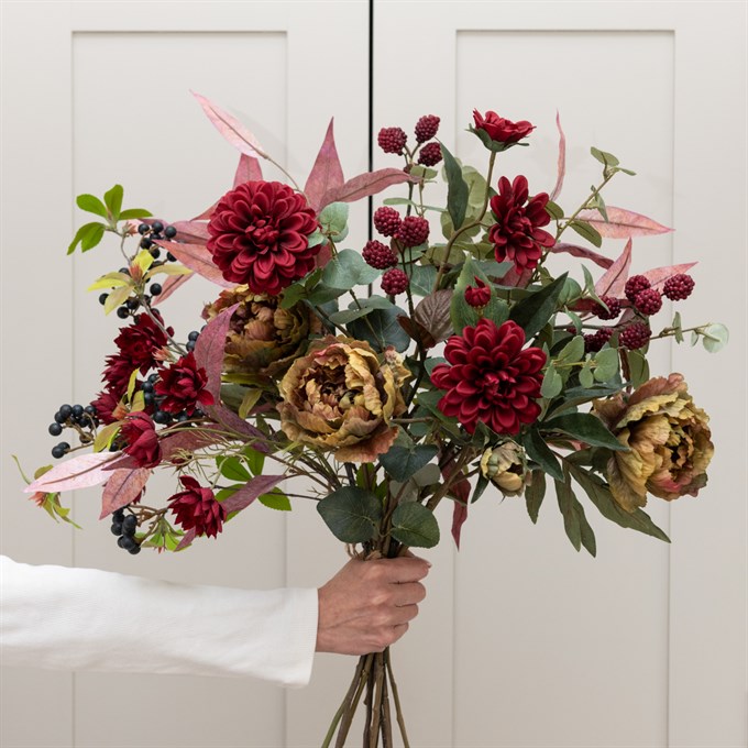 Faux Autumn Mulberry & Dahlia Bouquet