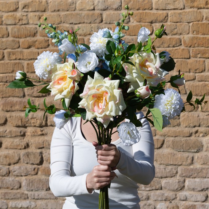 Yellow Reflex Rose & Delphinium Bouquet