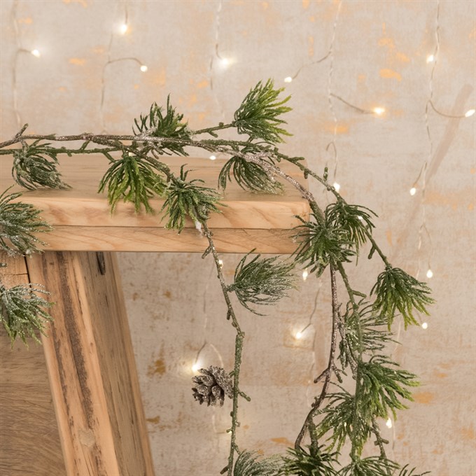 Faux Frosty Ming Pine Garland