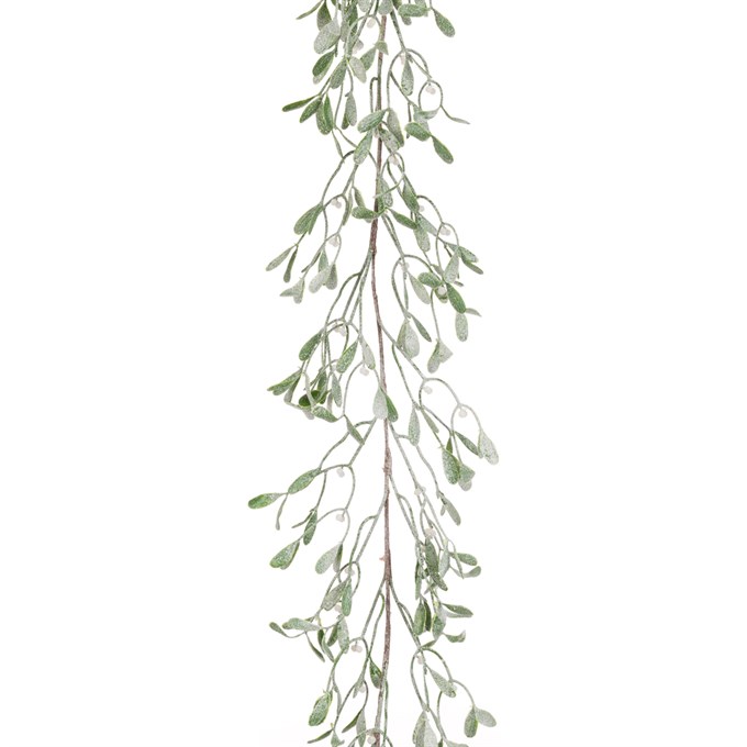 Faux Frosted Mistletoe Garland