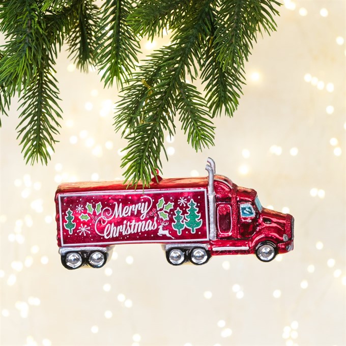 Christmas Truck Glass Tree Decoration