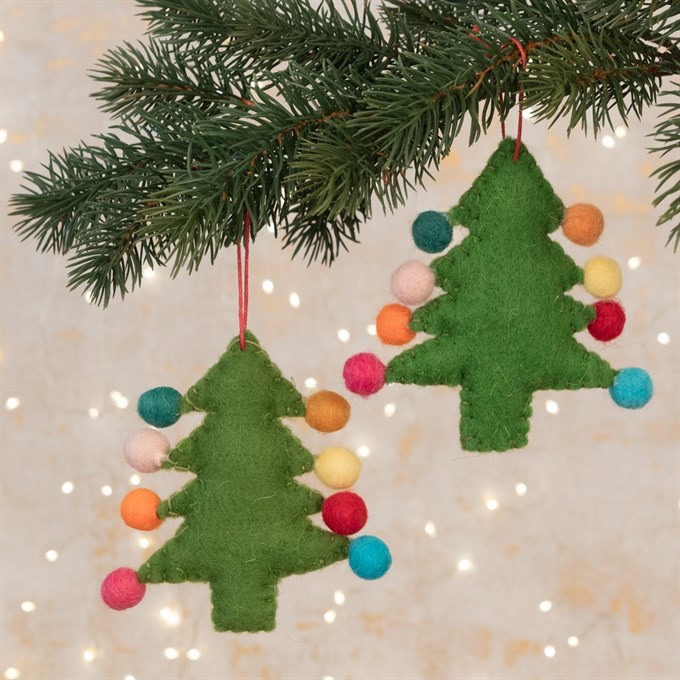 Pair of Christmas Tree Felt Tree Decorations