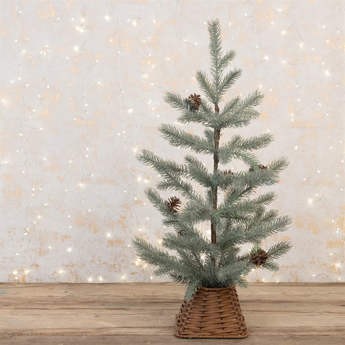 Faux Frosted Pine Tree with Cones