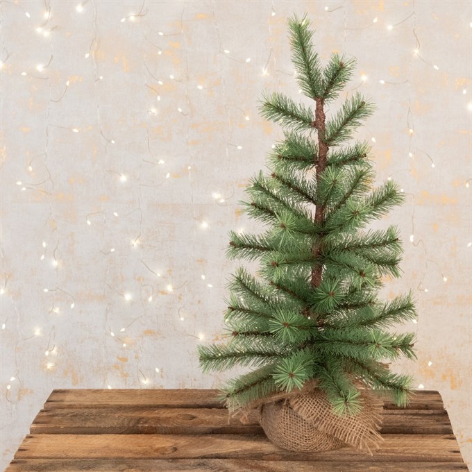 Faux Pine Table Tree in Burlap