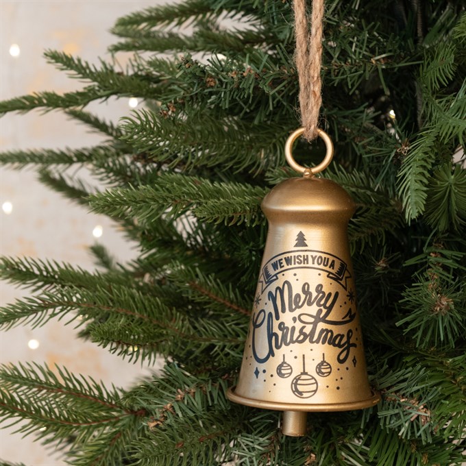 Gold Metal Merry Christmas Bell Hanger