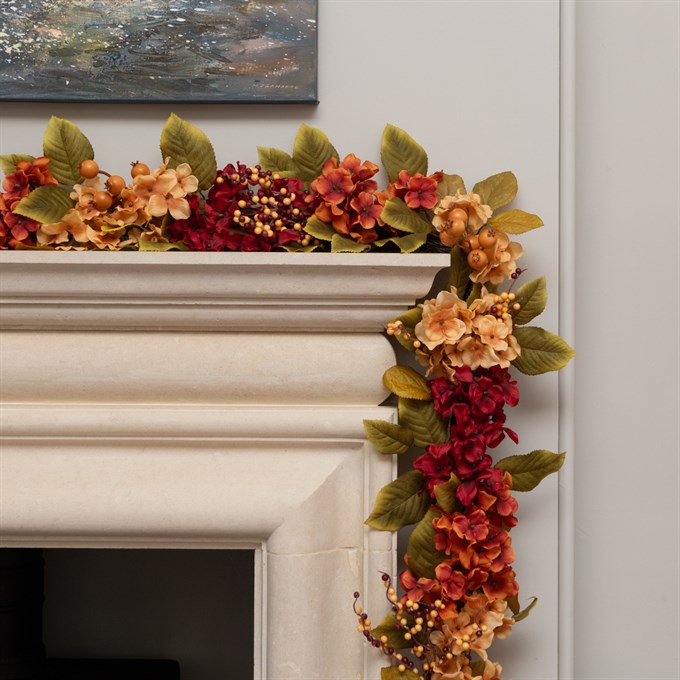 Autumn Faux Hydrangea Garland