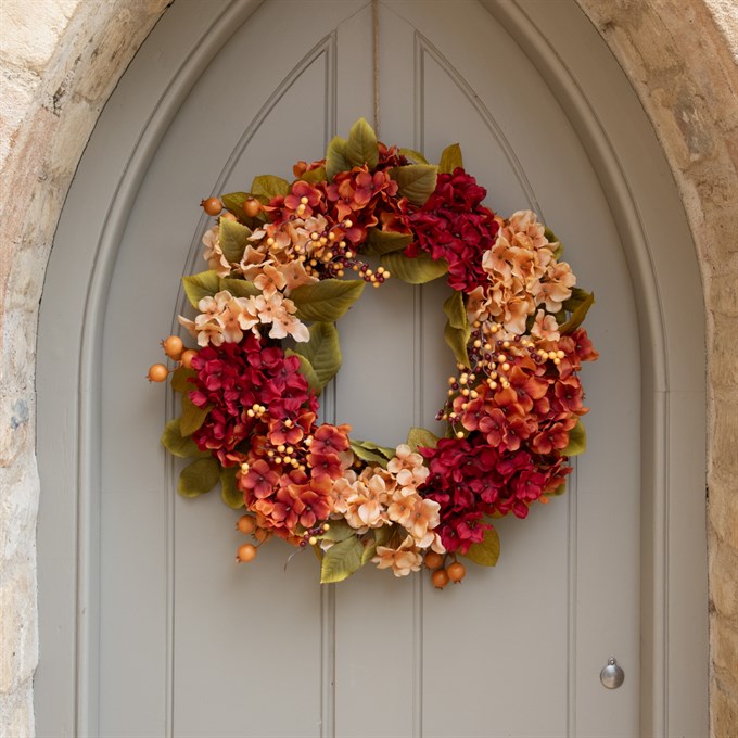 Autumn Faux Hydrangea Wreath