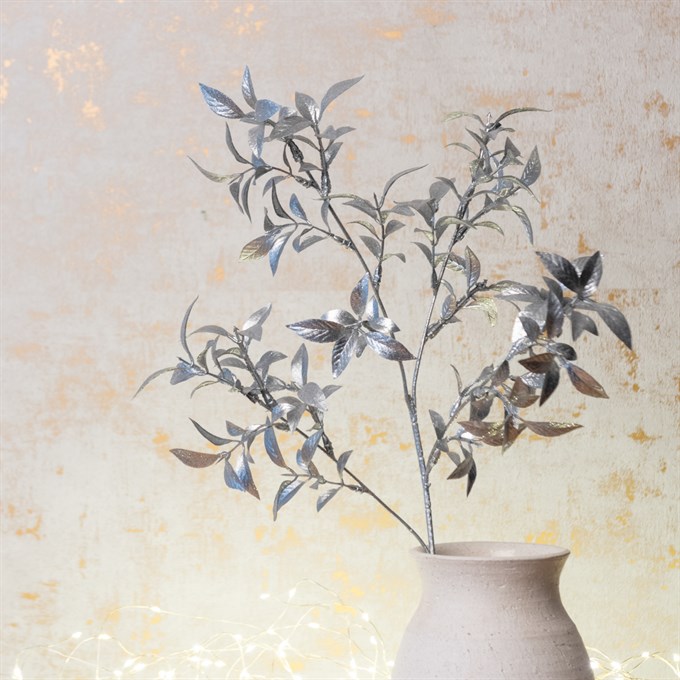 Metallic Faux Tea Leaves Silver