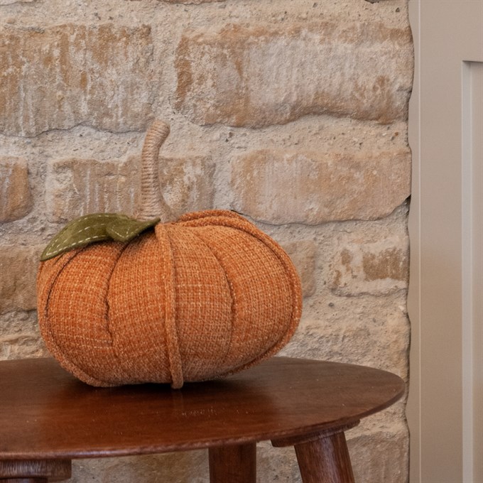 Burnt Orange Chenille Pumpkin Decoration 20cm