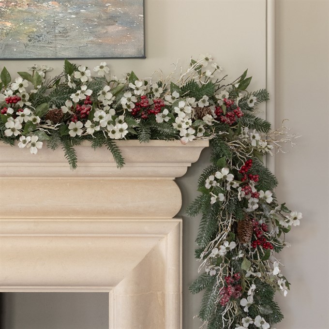 Faux Langham Dogwood Berry Christmas Garland