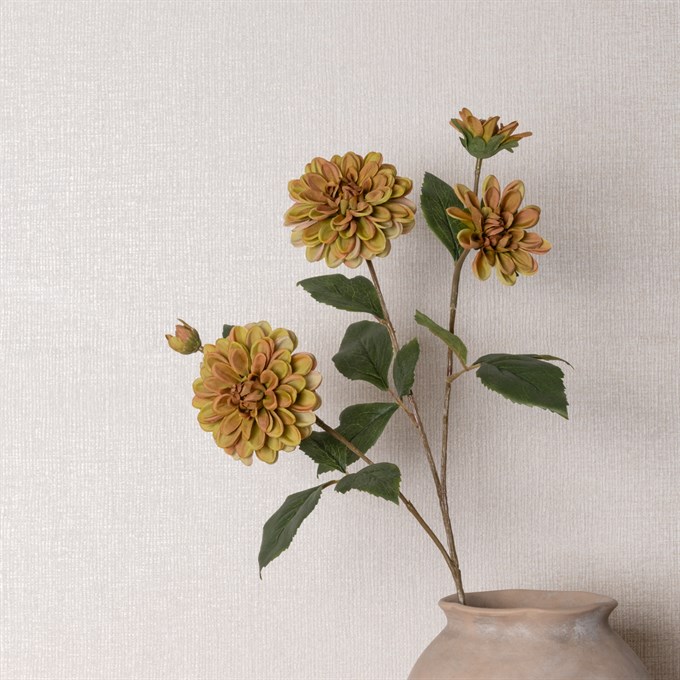 ECO Faux Autumn Dahlia, Moss Green