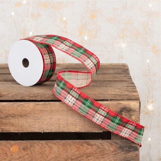 Red & Green Tartan Ribbon 1.5"