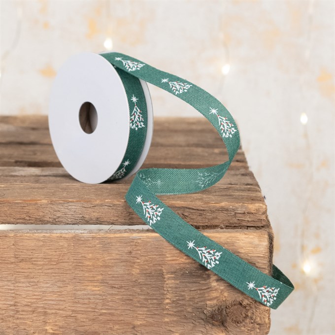 Narrow Green Christmas Tree Ribbon