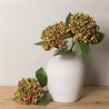 3 Faux Mini Hydrangea Pink Green