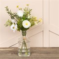 Faux Ranunculus & Pansy in Vase Cream