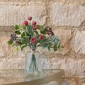 Sparkly Faux Foliage & Berries in Glass Vase
