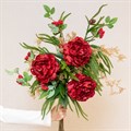 Gold & Red Velvet Peony Bouquet