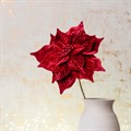 Velvet Luxe Faux Poinsettia Stem Maroon