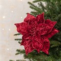 Velvet Luxe Faux Poinsettia Clip Maroon