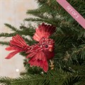 3 Beaded Red Bird Christmas Clips