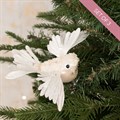 3 Beaded White Bird Christmas Clips