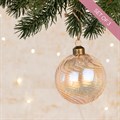 3 Glass Davina Swirl Christmas Baubles Champagne