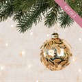 3 Glass Etta Gold Beaded Leaf Christmas Baubles