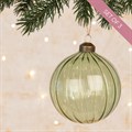 3 Large Glass Cora Green Christmas Baubles