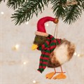 Felt Duck in Santa Hat Hanging Decoration