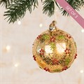 3 Glass Molly Patterned Christmas Baubles Gold