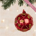 3 Glass Molly Patterned Christmas Baubles Red