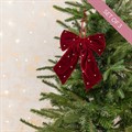3 Velvet Beaded Bow Hanging Decorations Burgundy