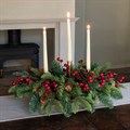 Faux Berry Foliage & Pinecone Candle Holder