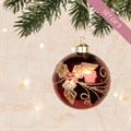 3 Glass Burgundy & Gold Azaria Holly Baubles
