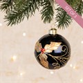 3 Glass Dark Blue & Gold Azaria Holly Baubles