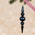 3 Large Glass Dark Blue Christmas Finials
