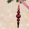 3 Large Glass Dark Red Christmas Finials