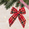 3 Red Tartan Bow Hanging Decorations