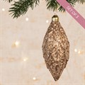 3 Glass Brown Glitter Rachel Christmas Finials
