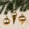 Set of 3 Gold Swirl Mini Glass Christmas Baubles