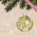 3 Glass Green Glitter Christine Christmas Bauble